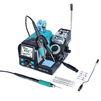 YIHUA982D-I PRO - Двухканальная паяльная станция с паяльником 716D с жалом C210 и термопинцетом 716C с жалом C210 в комплекте  дополнительные жала, наклонный дисплей, цифровая калибровка температуры