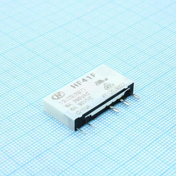 HF41F/12-ZS - Сверхминиатюрное силовое реле серия HF41F SPDT (6А одна контактная группа-два направления) катушка 12В вертикальный монтаж