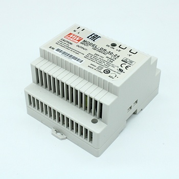DR-30-24 - Преобразователь AC-DC на DIN-рейку  36Вт, выход 24В/0…1.5A, рег. вых=±10%Uном, вход 85…264V AC, 47…63Гц /120…370В DC, изоляция 3000В AC, в кожухе  78х93х56мм, -20…+60°С
