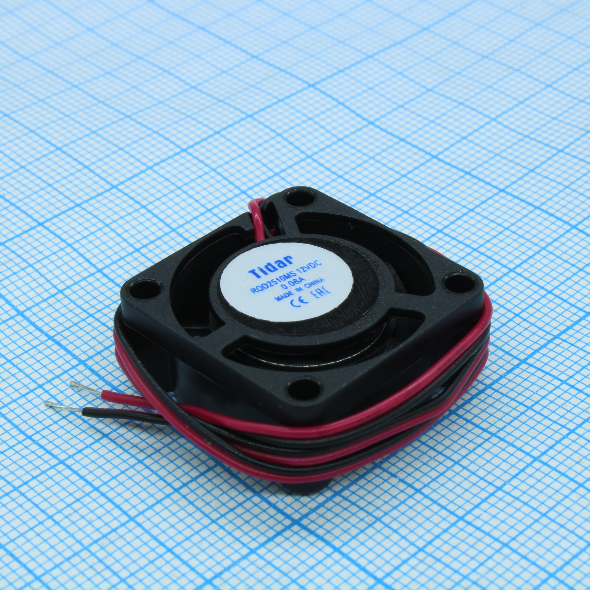 RQD 2510MS 12VDC - Вентилятор 12В 25x25х10мм, 5700 об/мин, 2.7м3/час, 20дБ, подшипник скольжения, тип вывода - провод