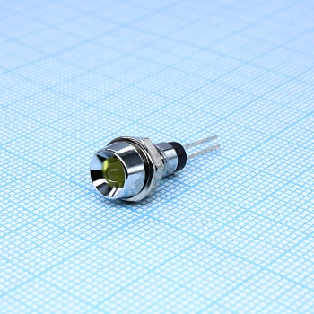 LA03W/Y - Светодиод 3мм/желтый/585нм/8мкд/50° в корпусе, гайка d=6мм