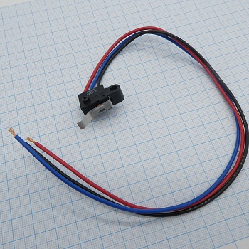 D2F-W-G271M - Микропереключатель с рычагом 1А 30В 2.45N ON - (OFF), OFF - (ON) с гибкими выводами