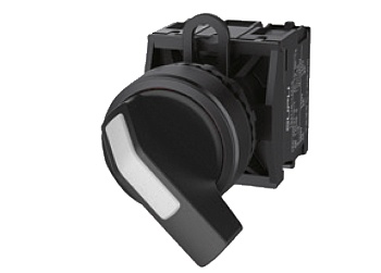 Селекторный переключатель (белая) TS2517-1BB50-R20 - Переключатель, длинная ручка, 2-х позиционный без самовозврата, LED AC 220V, пластиковое переднее кольцо, с плавным нажатием, с контактной группой 2NO, диаметр головки кнопки 29,5 мм, диаметр посадочног