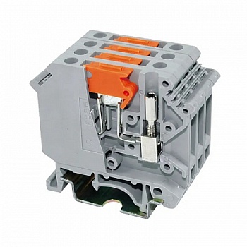 Клемма с размыкателем JUT1-4K-GY - Клемма с ножевым размыкателем, тип фиксации провода: винтовой, номинальное сечение: 4 мм кв., 800V, 16A, ширина: 6,2 мм, цвет: серый, тип монтажа: DIN35