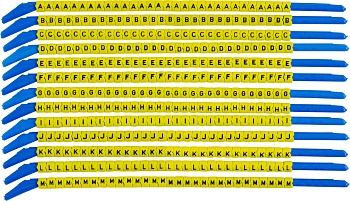 brd135125 - SCNGC-13-A-M клипсы жёлтые, 300шт/упак, для провода 3,4-3,8мм диаметра, легенда A-M