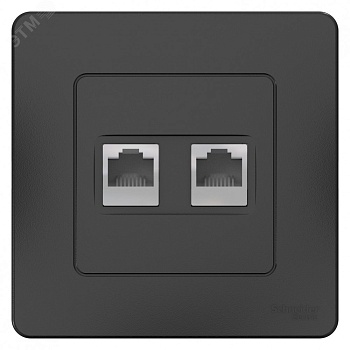 BLANCA скрытой установки розетка двойная компьютерная+телефон, антрацит BLNIS045116