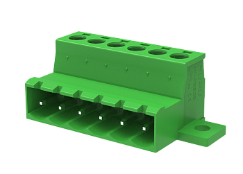 Вилочный разъем на кабель MC-PB5.08H04C-B-0001 - Вилочный разъем, прямой, на кабель, шаг: 5.08 мм, 4 полюса, фиксация провода винтовая, исполнение: с монтажными фланцами, 320V, 12A, цвет: зеленый