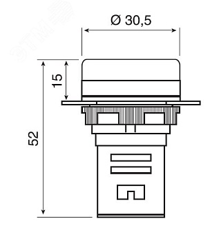 Сигнальный индикатор со встроенным диодом 220В, желтый ALIL3L220