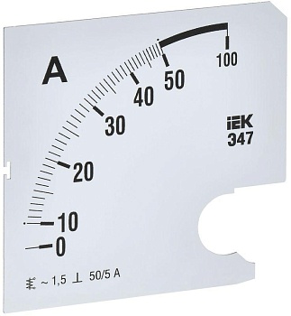 Шкала сменная для амперметра Э47 50/5А-1.5 96х96мм IPA20D-SC-0050