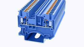 Проходная клемма DS2.5-01P-12 - Проходная клемма, тип фиксации провода: Push-in, номинальное сечение: 2.5 мм кв., 24A, 800V, ширина: 5,2 мм, цвет: синий, втычная перемычка, тип монтажа: DIN35