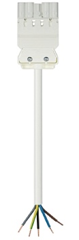 Соединитель GST18I5KS-S 15H 10WS - Кабельная сборка, оконеченная вилочным разъемом GST18i5, и свободным концом, 5 полюсов, длина кабеля: 1 метр, сечение жил кабеля: 5х1,5 мм.кв., номинальное напряжение: 250V / 400V, номинальный ток: 16А, цвет разъема: бел