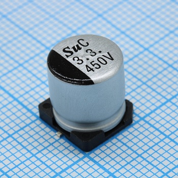 TS13CC2W3R3MKT000R - Конденсатор алюминиевый электролитический 3.3мкФ 450В ±20% (10 X 10.5мм) для поверхностного монтажа 41мА 4000час 105°С лента на катушке