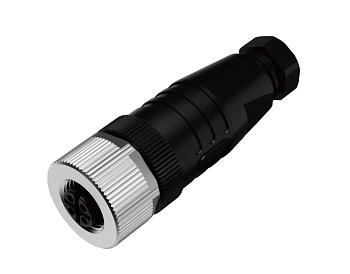 Розеточный разъем M12A12FPSFWSC608001 - Розеточный разъем на кабель, 12 полюсов, M12, прямой, A-Code, диаметр кабеля: 6,0-8,0 мм, 1,5А, 30V, корпус из пластика, резьбовое соединение: цинк