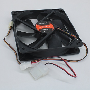 EC12025H12BP - Вентилятор 12В, 120х120х25мм, 162.49 м3/час, 43.6dB, подшипник качения, 2600 об/мин, 4 провода на разъеме