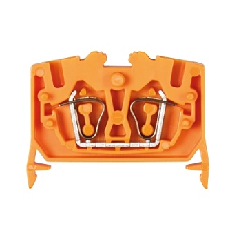 Клемма сдв. WKF 2,5/MD/35 Orange - Сдвоенная проходная клемма, тип фиксации провода: пружинный, номинальное сечение: 2,5 мм кв., 24A, 800V, ширина: 10 мм, цвет: оранжевый, тип монтажа: DIN 35