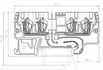 Клемма сдв. WKFN 2,5 D/D/35 - Проходная клемма, 4 точки подключения, тип фиксации провода: пружинный, номинальное сечение: 2,5 мм кв., 24A, 800V, ширина: 5 мм, цвет: черный, тип монтажа: DIN 35