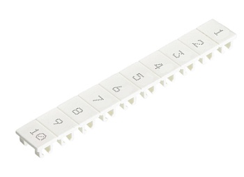 Шильдик 9705A/8/10B 1-10 - Маркировка для клемм сечением 6 мм.кв., шириной 8 мм, 10 шильдиков, белая, нанесенные знаки: 1 – 10