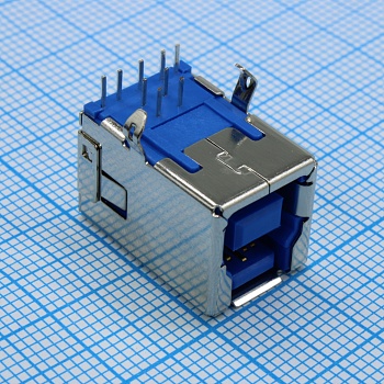 DS1099-02-LN0 - Разъем  USB3.0 "гнездо" 9-ти конт. тип B, прямой угол на плату