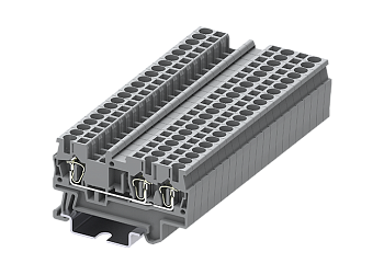 Проходная клемма TC2.5-3-GY - Проходная клемма, 3 точки подключения, пружинный, номинальное сечение: 2,5 мм кв., 24A, 500V, ширина: 5,2 мм, цвет: серый, тип монтажа: DIN 35