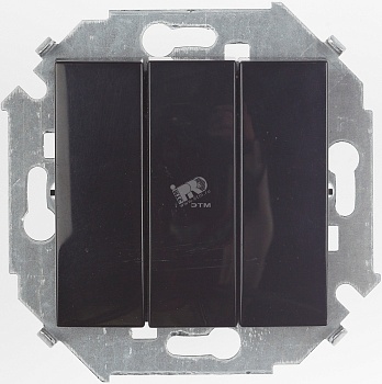 Выключатель трехклавишный, 10А, 250В, винтовой зажим, черный глянец 1591391-032