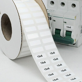 Маркировка прямоугольная NPP-15х06 W - Маркировочная наклейка, для позиционного обозначения электрооборудования в шкафу и маркировки провода, размер 15х6 мм, цвет белый, в упаковке 6000 наклеек