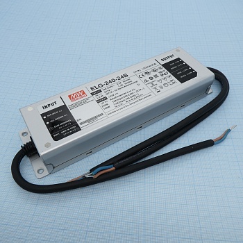 ELG-240-24B - AC-DC, 240Вт, IP67, вход 100…305В AC, 47…63Гц/142…431В DC, ККМ, выход 12...24В/10А, изоляция 3750В AC, в кожухе 244х71х37.5мм, -40…+85°С (корпус), димминг 3 в 1