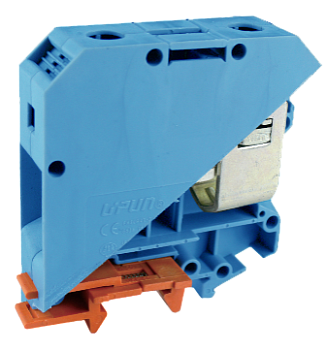 Проходная клемма UKJ-50(BU) - Проходная клемма, тип фиксации провода: винтовой, номинальное сечение: 50 мм кв., 150A, 1000V, ширина: 20 мм, цвет: синий, тип монтажа: DIN 35