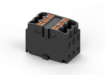 Проходной блок TPA2.5-6-BK - Проходной блок, 6 точек подключения, тип фиксации провода: push-in, номинальное сечение: 2,5 мм кв., 24A, 450V, цвет: черный