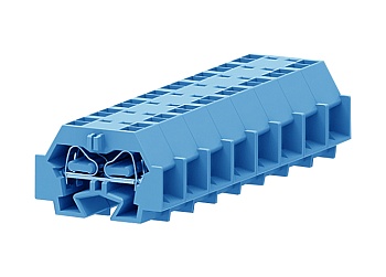 Клемма мини 242354 - Мини клемма, боковой подвод кабеля, 4 точки подключения в клемме, тип фиксации провода: пружинный, номинальное сечение: 4 мм кв., 24A, 630V, цвет: синий, тип монтажа: DIN15