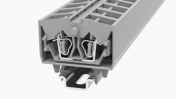 Проходная клемма WS2.5T-DIN15-01P-11 - Проходная клемма, 4 точки подключения, тип фиксации провода: пружинный, номинальное сечение: 2,5 мм кв., 24А, 800V, ширина: 10 мм, цвет: серый, тип монтажа: DIN15