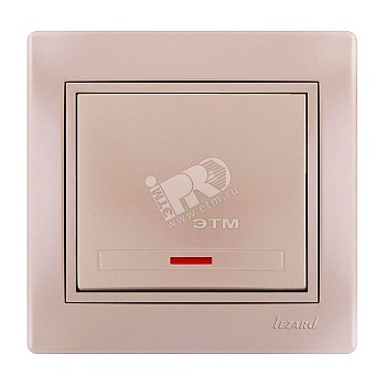 Выключатель 1-кл. СП Mira 10А IP20 с подсветкой со вставкой жемчуж./бел. перламутр. 701-3030-111