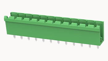 PCB вилка 2EDGV-5.08-12P-14 - Вилочный разъем, PCB, на плату, пайка, шаг 5,08 мм, 12 полюса, угол монтажа 180 гад., 320V, 20А, цвет: зеленый, серия 2EDGV