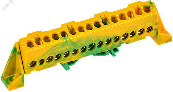 TEKFOR Шина PE земля в комбинированном DIN-изоляторе Стойка 6х9-15-ЖЗ IEK TF-NN10-15-DP-K52