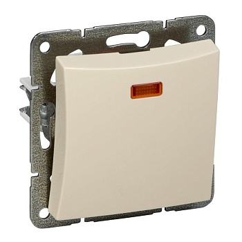 ДУЭТ 1-клавишный ПЕРЕКЛЮЧАТЕЛЬ с подсветкой, сх.6а, 10АХ, механизам, БЕЖЕВЫЙ C3(2) WDE000263