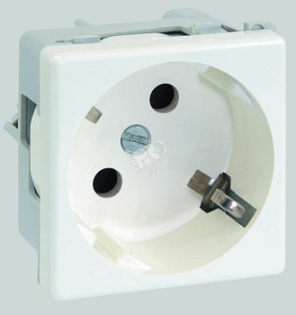 Розетка 1-м СП 2мод. Connect 16А IP20 250В с заземл. модуль K45 винтов. клеммы механизм бел. K01-9 - Розетка с заземлением 2P+E, модуль К45, винтовой зажим,16А, 250В, белый