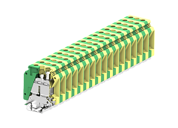 Заземляющая клемма 335903 - Заземляющая клемма, UK35, тип фиксации провода: винтовой, номинальное сечение: 35 мм кв., ширина: 15 мм, цвет: желто-зеленый, тип монтажа: DIN 35