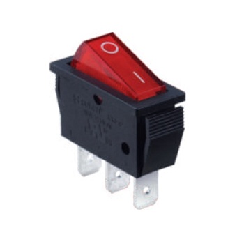 RK1-12 1X1N B/R"0-" - Выключатель клавишный ON-OFF с подсветкой цвет корпуса (черный) цвет кнопки (красный)
