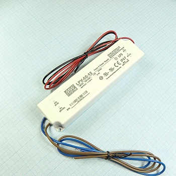 LPV-60-12 - AC-DC, 60Вт, IP67, вход 90…264В AC, выход 12В/5А,изоляция 3000В AC, в кожухе 162,5х42,5х32мм, -30…+70°С