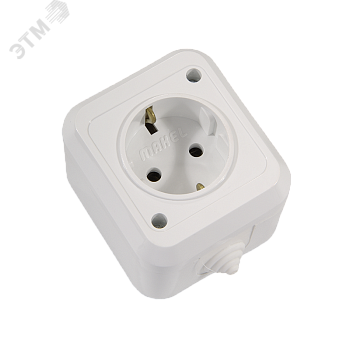 Розетка 1-м ОП 16А IP44 с заземл. п/герм. бел. 18308