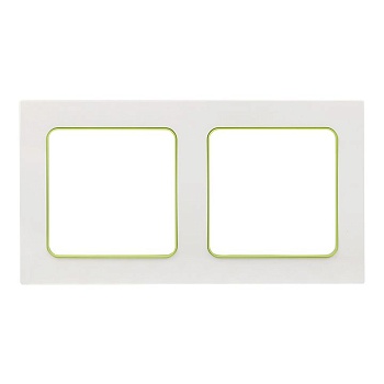Стокгольм Рамка 2-местная белая с линией цвета зеленый PROxima EXM-G-303-20