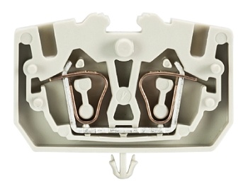 Клемма сдв. WKF 2,5/MD/ R - Сдвоенная проходная клемма, тип фиксации провода: пружинный, номинальное сечение: 2,5 мм кв., 24A, 800V, ширина: 10 мм, цвет: серый, тип монтажа: на панель