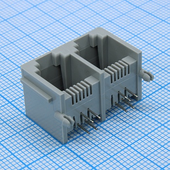 L-KLS12-127-6P4C-1X2-W-2-01 - Разъем 6P4C розетка сдвоенная на плату