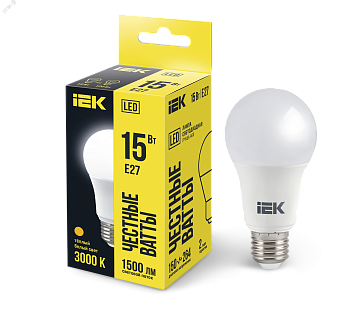 Лампа светодиодная ECO A60 15Вт грушевидная 230В 3000К E27 LLE-A60-15-230-30-E27