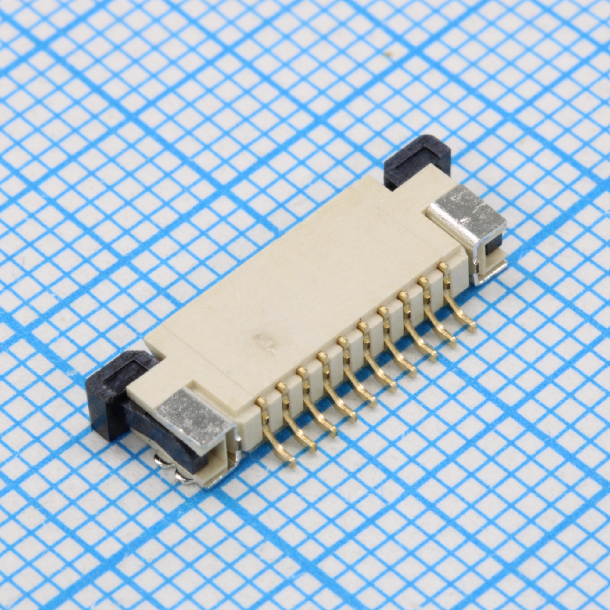 DS1020-07-10VB8B-R - FPC разъем для шлейфа на плату, поверхностный монтаж 10pin, шаг 1.00мм (контакты сверху)