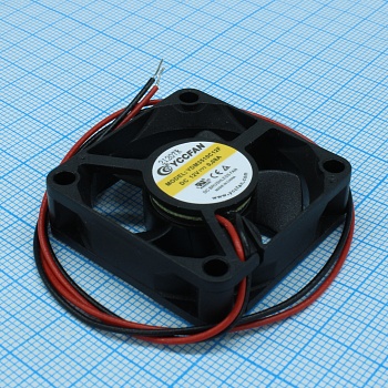 YDM3510C12F - Вентилятор 12В 35х35x10 C, 0.6Вт, 7000 об/мин, 7.75м3/час, 22.24дБ, подшипник скольжения CycleSeal, тип вывода - провод