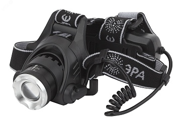 Фонарь аккумуляторный налобный GA-805 CREE 5Вт регулир. фокус литиевый аккум. 2.5А.ч алюм. USB пластик. (кор.) Б0039625
