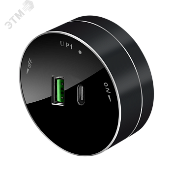 MultiTrack Розетка 2хUSB (тип А+С) 18Вт, 5В/3А Антрацит MTK13003B