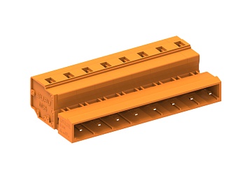 Вилочный разъем на кабель 478418 - Вилочный разъем, прямой, на кабель, шаг: 7.62 мм, 18 полюсов, фиксация провода пружинная, исполнение: стандартное, 500V, 16A, цвет: оранжевый