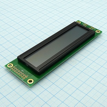 WH2002A-NGG-CT# - ЖКИ знакосинтезирующий 20 x 2, STN Серый Позитивный/отражающий без подсветки, размеры 116x37 мм, видимая область 85x18.6 мм, -20...70°C, контактные площадки 2 ряда слева 16 выводов