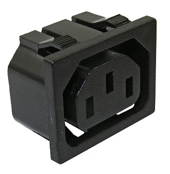 AC-021 - Разъем питания серии AC, розетка 3-х полюсная на защелках, 10А 250В